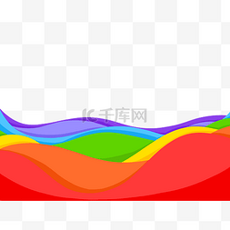 彩虹边框卡通图片_彩色明亮海浪边框免扣