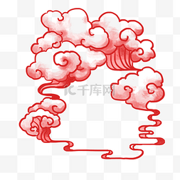 中国风红色祥云插画