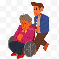 人推轮椅图片_社区服务推轮椅的爱心志愿者