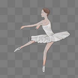 跳双人芭蕾舞图片_手绘白色芭蕾舞裙