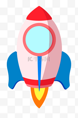 卡通红色火箭图片_飞行器卡通火箭插画