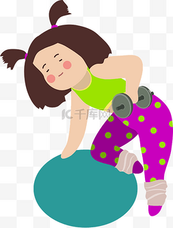 女子瑜伽图片_卡通矢量小女孩瑜伽健身