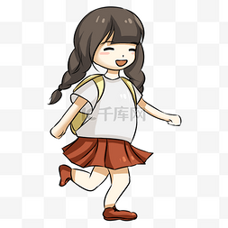 小学生主题图片_手绘小学生去上学插画