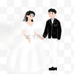 情侣婚纱图片_简约插画情侣设计元素