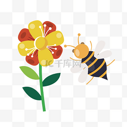 劳动花图片_手绘卡通春天蜜蜂飞行