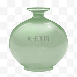 花瓶古董图片_绿色翡翠瓷瓶插画