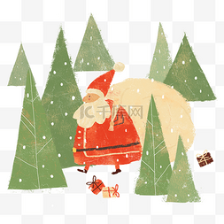 圣诞老人房包裹松林雪花可爱唯美