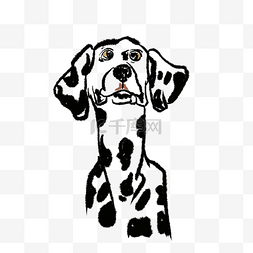 黑白动物线描图片_斑点狗动物