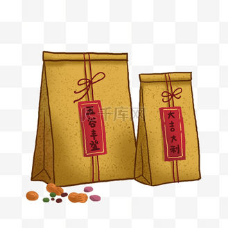 春节礼品袋粮食礼包png免抠素材