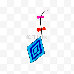 风筝水彩图片_卡通手绘的蓝色风筝矢量素材