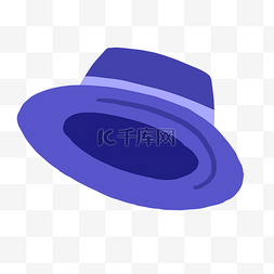 帽子手绘图案图片_蓝色绅士帽子装饰图案png图片