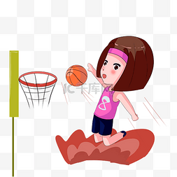 篮球海报装饰图片_运动篮球手绘卡通人物PNG素材