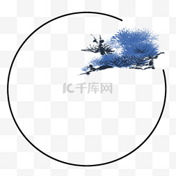 圆圆的叶子图片_蓝色叶子边框插画