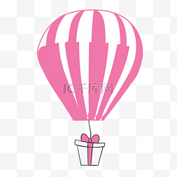 卡通粉色热气球插画