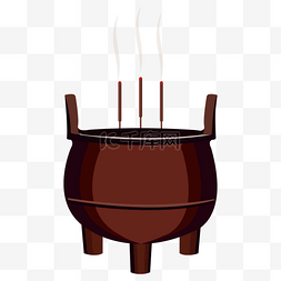 香炉手绘卡通插画