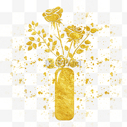 金色花瓶图片_中国风传统烫金鲜花花纹装饰图之