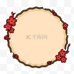 红色的花边框图片_手绘新年梅花边框