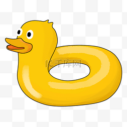 黄色的鸭子游泳圈插画