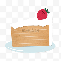卡通蛋糕草莓图片_草莓蛋糕牛皮纸底纹边框便签纸PNG