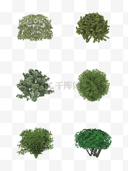 湖或河中绿树灌木图片_扁平手绘绿色植物低矮灌木元素