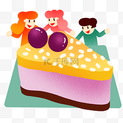 年夜饭蓝莓蛋糕插画