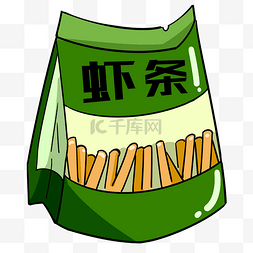绿色袋装虾条 