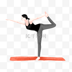 扁平风手绘人物图片_运动健身瑜伽锻炼身体拉伸扁平风