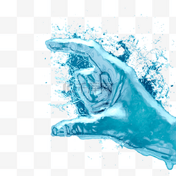 液化写真图片_蓝色液体手指动作效果图