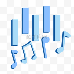 音乐吉他logo图片_矢量免扣蓝色音符