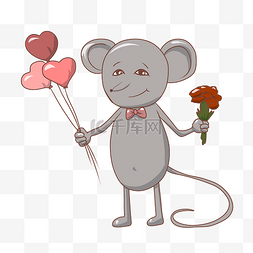 情人节老鼠手绘插画