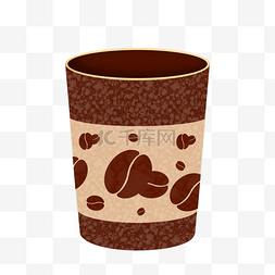 手绘卡通棕色咖啡杯子装饰元素
