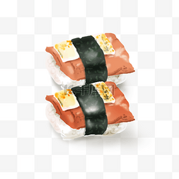 美食水墨图片_手绘日式寿司两只
