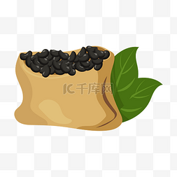 营养豆类图片_卡通圆圆黑豆插图