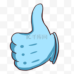 唯美线条蓝色图片_手指竖大拇指抽象图案卡通装饰
