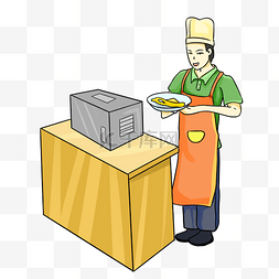 中国厨师图片_烹饪厨师烤箱烤美食插画
