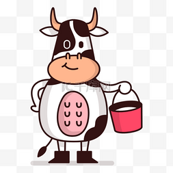卡通手绘的奶牛挤奶卡通奶牛