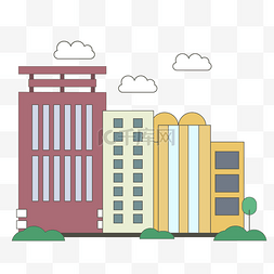 办公室漫画墙图片_卡通风高层城市楼房