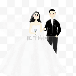 卡通结婚夫妇图片_手绘卡通夫妻装饰素材