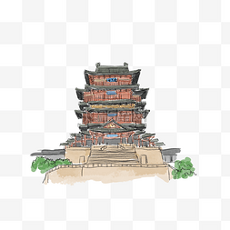 手绘风建筑滕王阁