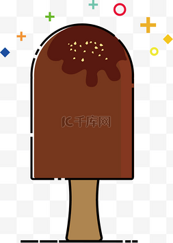 夏日简约风格图片_手绘矢量MBE风格夏天奶油巧克力冰