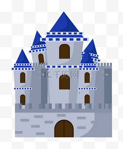 城堡王国图片_卡通灰色城堡插画