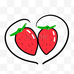 红色手绘草莓图片_水果草莓系列线条