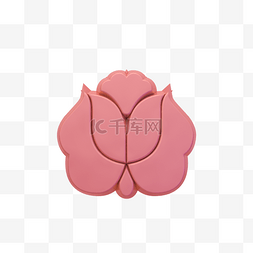 C4D女王节粉色立体花朵