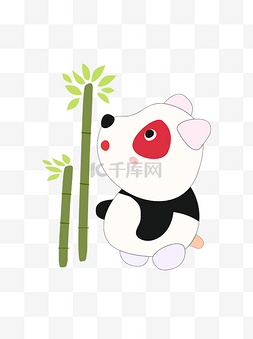 熊猫矢量卡通图片_往在竹子的彩色熊