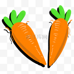 老白萝卜图片_水彩风格蔬菜胡萝卜两只