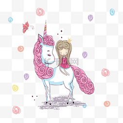 可爱天使马图片_手绘公主坐在马背上矢量素材