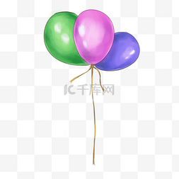 手绘气球束图片_节日装饰三色气球束
