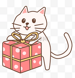 卡通猫咪促销礼盒插画
