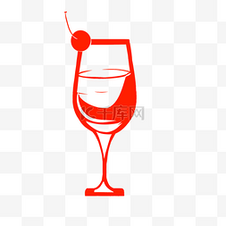 玻璃酒杯插画图片_红色玻璃酒杯插画