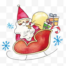 圣诞挂饰插画图片_手绘卡通圣诞节精美挂饰圣诞老人